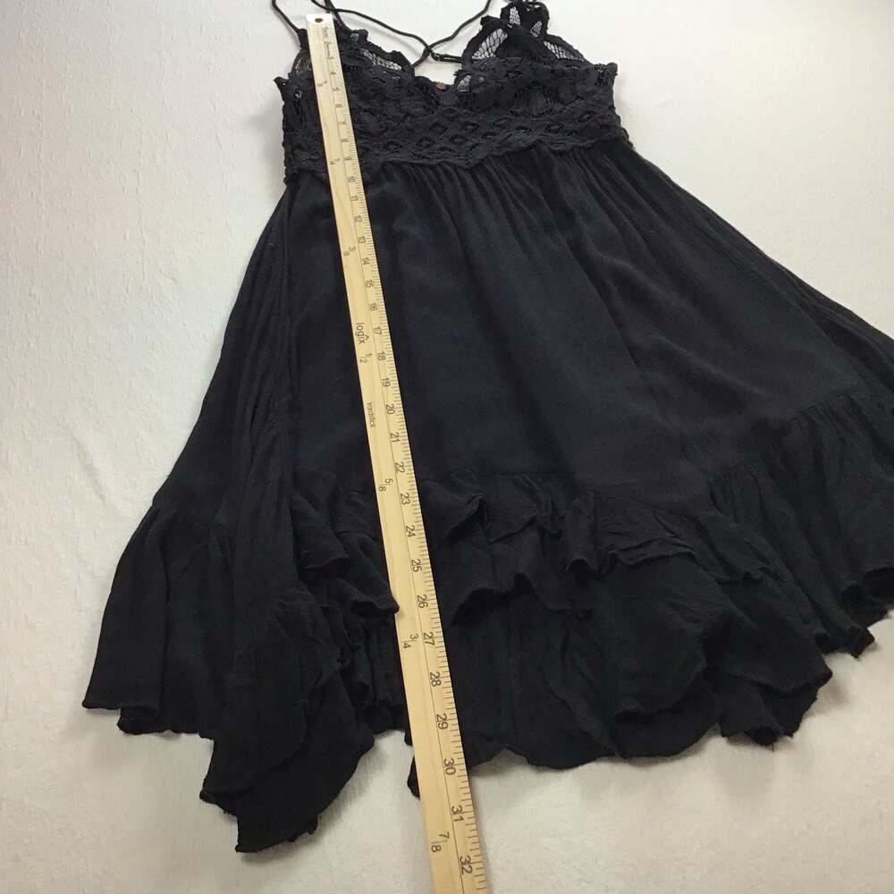 Free People Adella Black Lace Slip Dress XS boho babydoll Y2K - Picture 7 of 9
